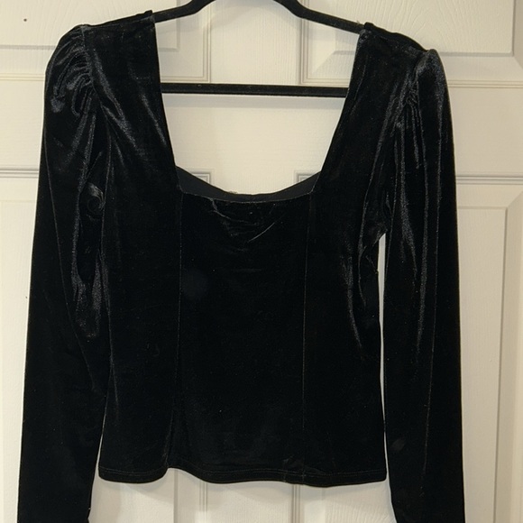 NWT Rachel Zoe Velvet Black Blouse Long Sleeve Bow size M - Picture 4 of 4